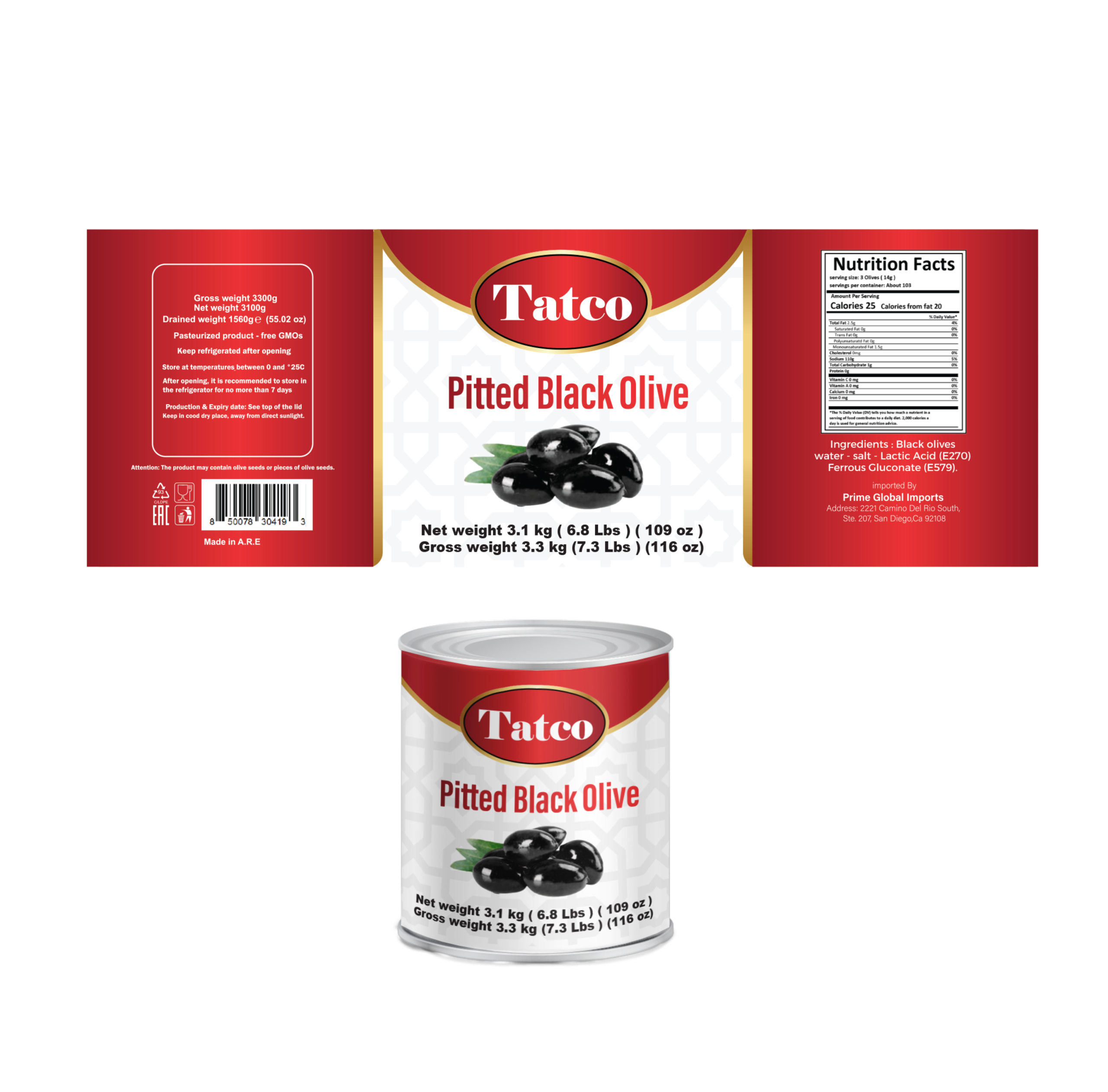 Pitted Black Olive tatco Projects Packaging